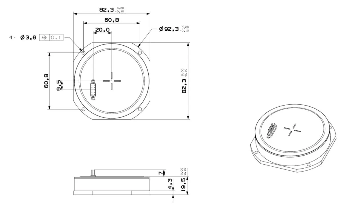 ژایروسکوپ فیبر نوری با دقت بالا FOG Micro-nano با ثبات بی طرفی صفر ≤0.8°/h 10s 2
