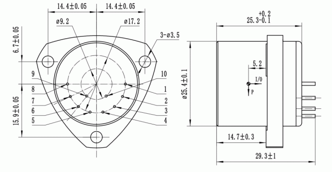 QA3000 Quartz Accelerometer dimensional drawing showing Ф25.4X30mm specifications